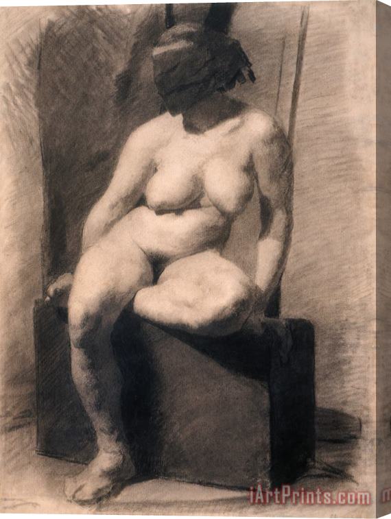 Eadweard J. Muybridge Study of a Seated Nude Woman Wearing a Mask Stretched Canvas Painting / Canvas Art