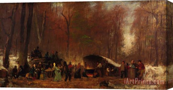 Eastman Johnson A Different Sugaring Off Stretched Canvas Print / Canvas Art