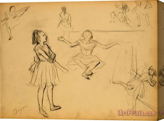 Edgar Degas Ballet Dancers Rehearsing Stretched Canvas Painting / Canvas Art