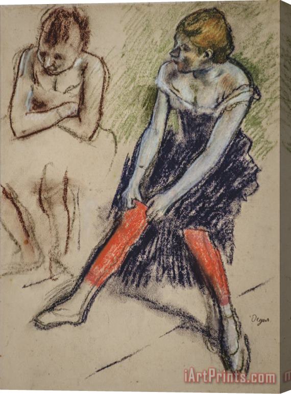 Edgar Degas Dancer with Red Stockings Stretched Canvas Painting / Canvas Art