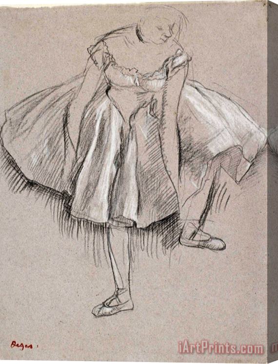 Edgar Degas Danseuse Rajustant Son Chausson Stretched Canvas Print / Canvas Art