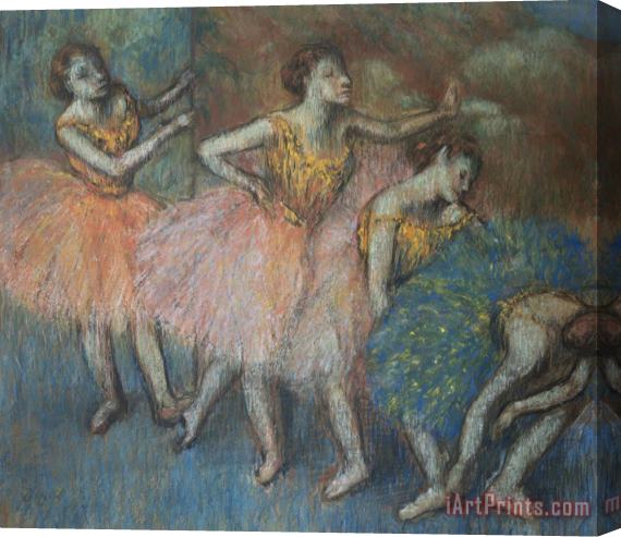 Edgar Degas Green And Yellow Dancers Stretched Canvas Print / Canvas Art