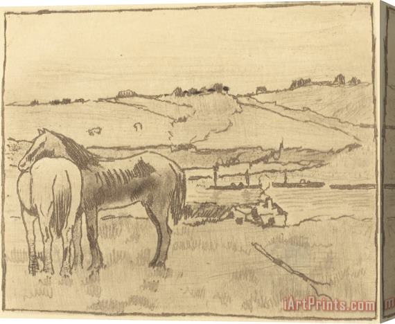 Edgar Degas Horses in The Meadow (chevaux Dans La Prairie) Stretched Canvas Print / Canvas Art