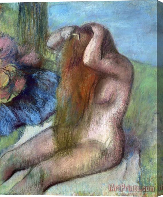 Edgar Degas Woman doing her Hair Stretched Canvas Painting / Canvas Art