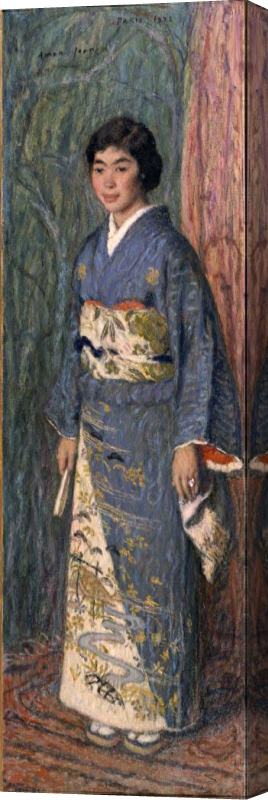 Edmond Francois Aman Jean Portrait of a Japanese Woman (mrs. Kuroki) Stretched Canvas Painting / Canvas Art