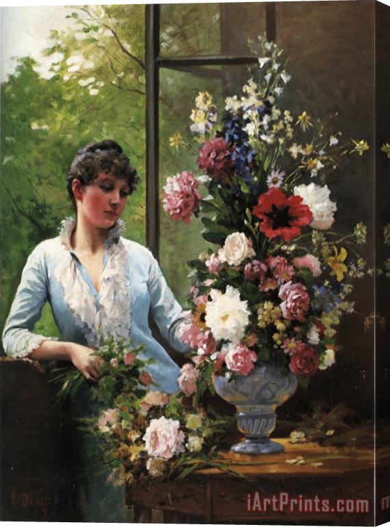 Edouard Bernard Debat Ponsan Preparing The Flower Arrangement Stretched Canvas Painting / Canvas Art