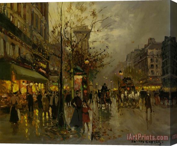 Edouard Leon Cortes Un Boulevard a Paris Stretched Canvas Painting / Canvas Art