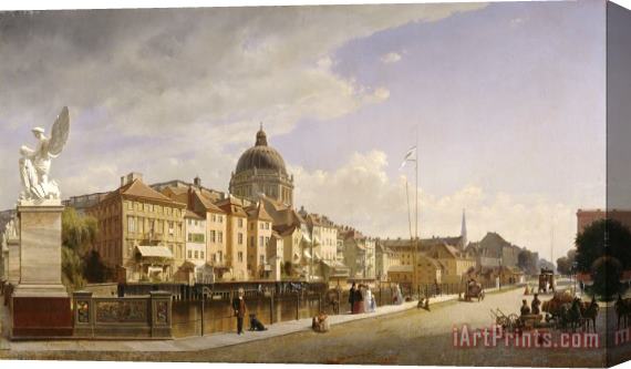 Eduard Gaertner Rear View of The Houses at Schlossfreiheit Stretched Canvas Print / Canvas Art