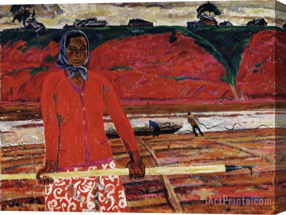 Eduard Georgievich Bragovsky Logging on The Vetluga, 1964 Stretched Canvas Painting / Canvas Art
