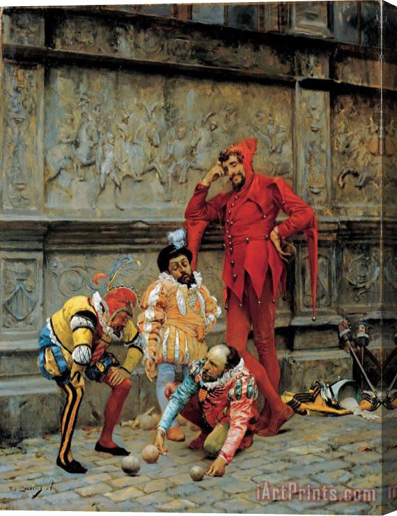 Eduardo Zamacois Bufones Jugando Al Cochonnet (museo De Bellas Artes De Bilbao, 1868. Oleo Sobre Tabla, 46 X 35.6 Cm).jpg Stretched Canvas Painting / Canvas Art