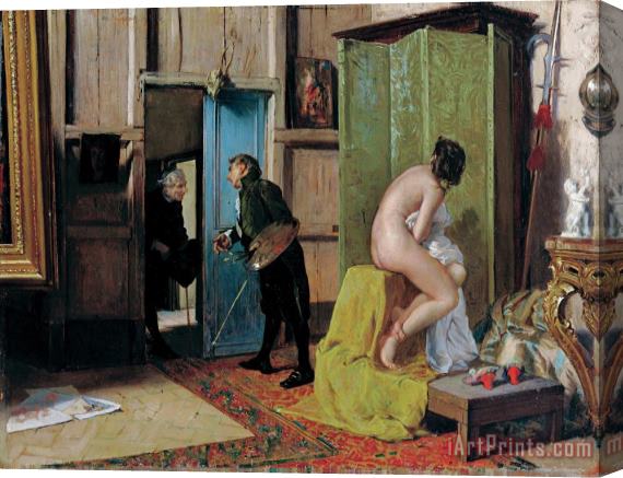 Eduardo Zamacois La Visita Inoportuna (museo De Bellas Artes De Bilbao, C. 1868. Oleo Sobre Tabla, 23 X 29.5 Cm).jpg Stretched Canvas Print / Canvas Art