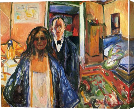 Edvard Munch The Artist And His Model 1921 Stretched Canvas Painting / Canvas Art