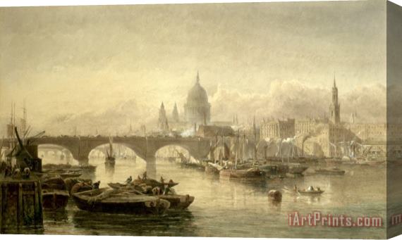 Edward Angelo Goodall St Paul's Cathedral And London Bridge From The Surrey Side Stretched Canvas Print / Canvas Art