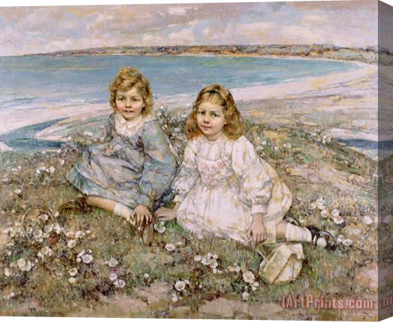 Edward Atkinson Hornel The Daughters of Bertram Roberts Stretched Canvas Print / Canvas Art