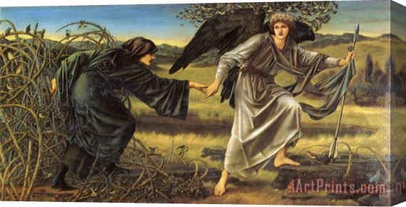 Edward Burne Jones Romaunt of The Rose Love Leading The Pilgrim Stretched Canvas Print / Canvas Art