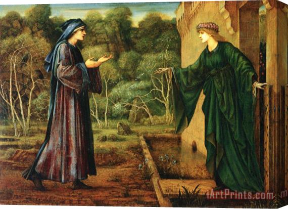 Edward Burne Jones Romaunt of The Rose The Pilgrim at The Gate of Idleness Stretched Canvas Painting / Canvas Art