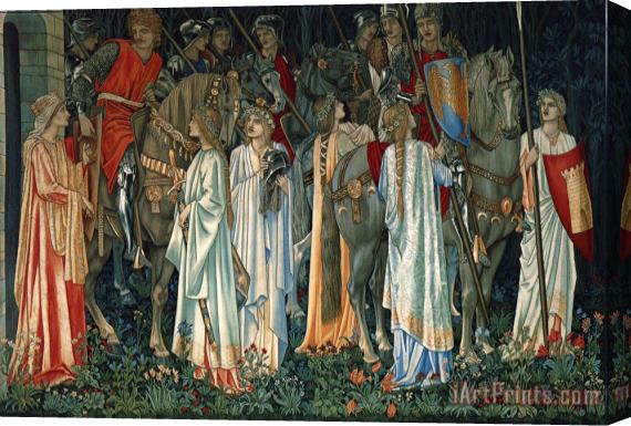 Edward Burne Jones The Arming And Departure of The Knights of The Round Table on The Quest of The Holy Grail Stretched Canvas Print / Canvas Art