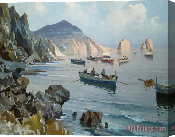 Edward Henry Potthast Boats In A Rocky Cove Stretched Canvas Painting / Canvas Art