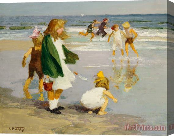 Edward Henry Potthast Play in the Surf Stretched Canvas Print / Canvas Art