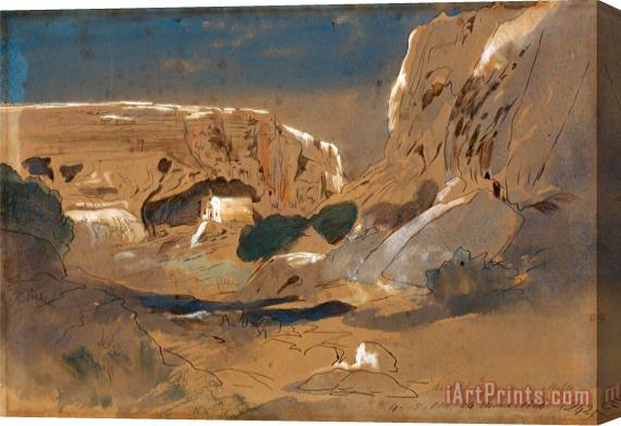 Edward Lear Rocky Valley of Mosta, Malta Stretched Canvas Print / Canvas Art