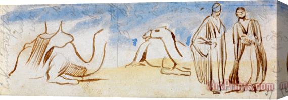 Edward Lear Studies of Camels And Egyptian Men Stretched Canvas Print / Canvas Art