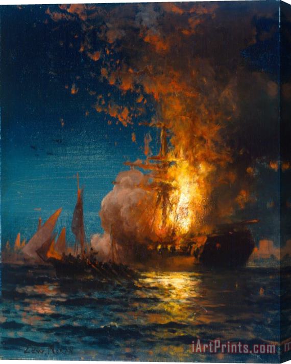 Edward Moran Study of The Burning of Philadelphia Stretched Canvas Print / Canvas Art