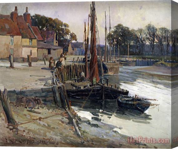 Edward Reginald Frampton A Cornish Fishing Village Stretched Canvas Print / Canvas Art