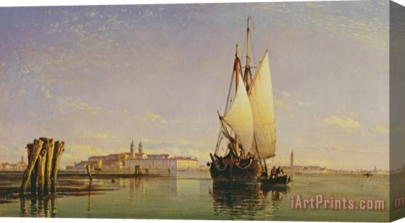 Edward William Cooke The Euganean Hills And The Laguna Of Venice - Trabaccola Waiting For The Tide Sunset Stretched Canvas Print / Canvas Art