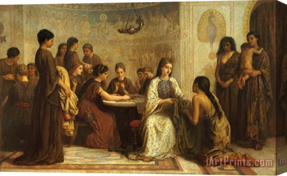 Edwin Long A Dorcas Meeting in The 6th Century Stretched Canvas Print / Canvas Art