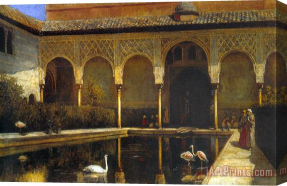 Edwin Lord Weeks A Court in The Alhambra Stretched Canvas Painting / Canvas Art