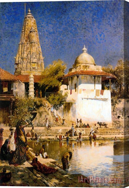 Edwin Lord Weeks The Temple And Tank of Walkeschwar at Bombay Stretched Canvas Print / Canvas Art