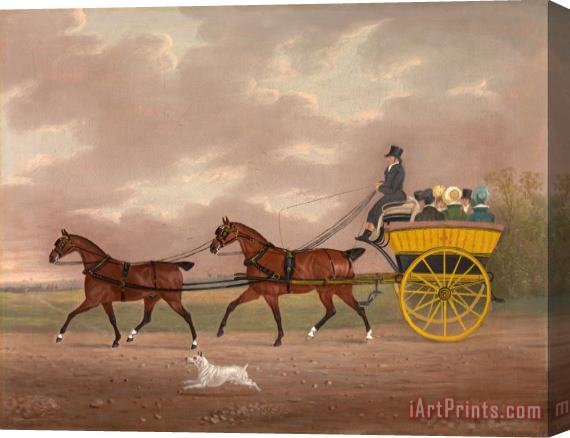 Edwin W. Cooper of Beccles A Gentleman Driving Tandem to a Jaunting Car Stretched Canvas Print / Canvas Art