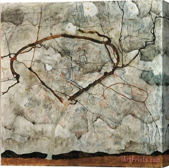 Egon Schiele Autumn Tree in Stirred Air (winter Tree) Stretched Canvas Painting / Canvas Art