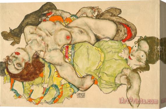 Egon Schiele Female Lovers, 1915 Stretched Canvas Painting / Canvas Art