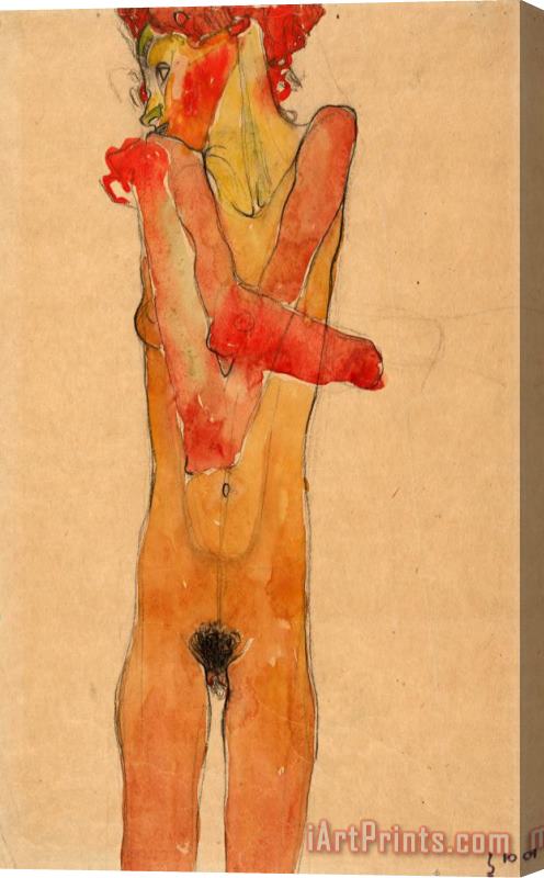 Egon Schiele Girl Nude with Folded Arms, 1910 Stretched Canvas Print / Canvas Art