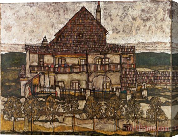 Egon Schiele House with Shingle Roof (old House Ii) Stretched Canvas Print / Canvas Art