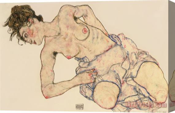 Egon Schiele Kneider weiblicher halbakt Stretched Canvas Print / Canvas Art