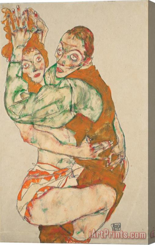 Egon Schiele Lovemaking Stretched Canvas Painting / Canvas Art