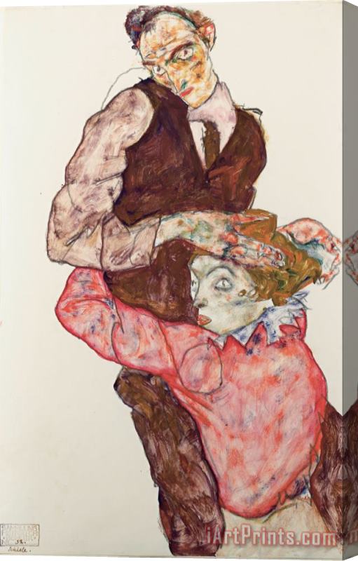 Egon Schiele Lovers Stretched Canvas Painting / Canvas Art