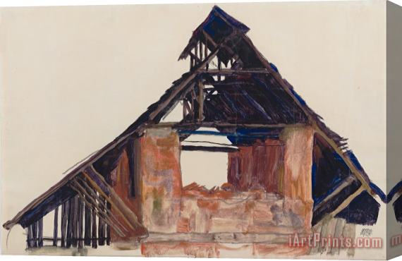Egon Schiele Old Gable Stretched Canvas Print / Canvas Art