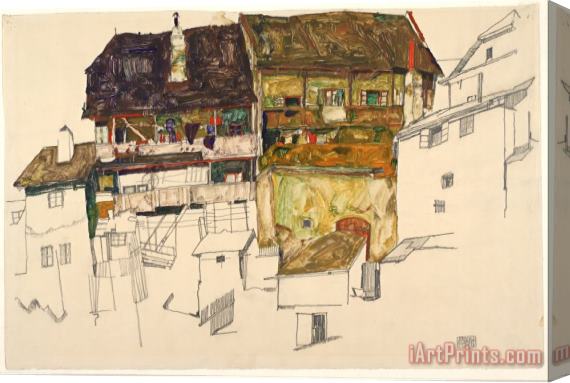 Egon Schiele Old Houses in Krumau, 1914 Stretched Canvas Print / Canvas Art
