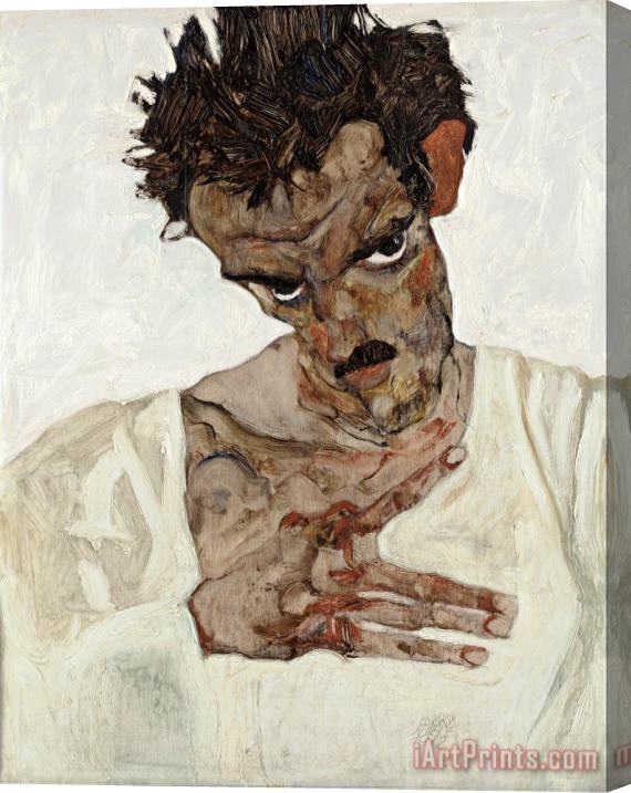 Egon Schiele Self Portrait with Lowered Head Stretched Canvas Print / Canvas Art