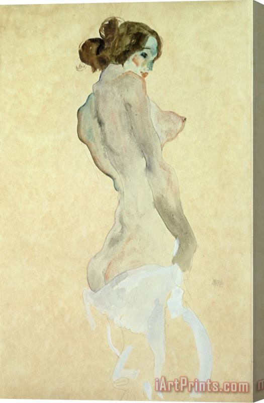 Egon Schiele Standing Female Nude Stretched Canvas Painting / Canvas Art