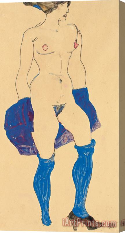 Egon Schiele Standing woman with shoes and stockings Stretched Canvas Print / Canvas Art
