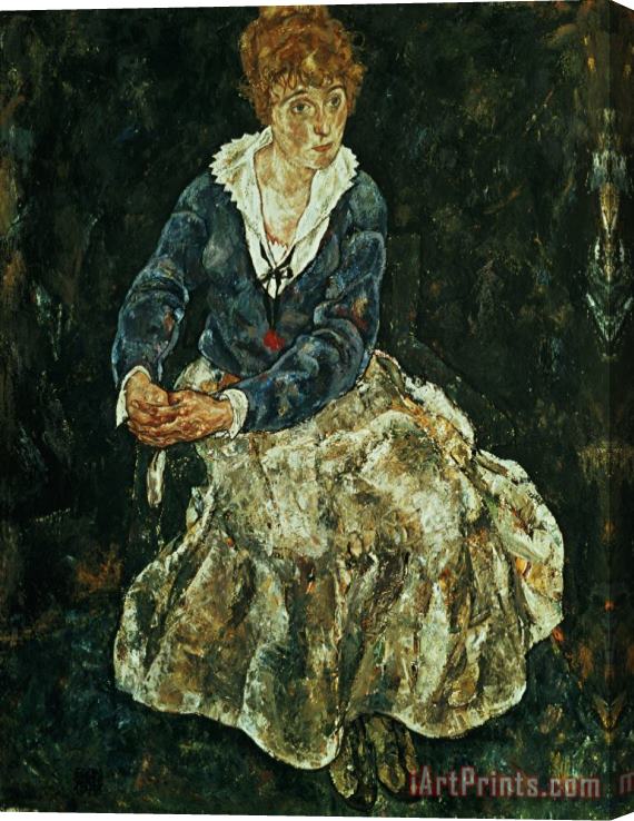 Egon Schiele The Artist's Wife Seated Stretched Canvas Print / Canvas Art