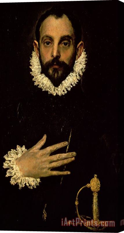 El Greco Domenico Theotocopuli Gentleman With His Hand On His Chest Stretched Canvas Painting / Canvas Art