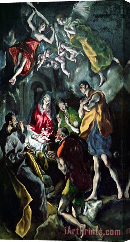 El Greco Domenico Theotocopuli The Adoration Of The Shepherds From The Santo Domingo El Antiguo Altarpiece Stretched Canvas Painting / Canvas Art