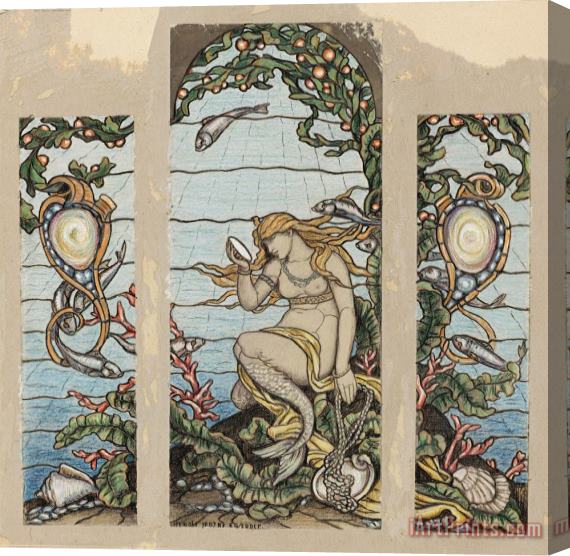 Elihu Vedder The Mermaid Window , Design for Stained Glass Window for The A.h. Barney Residence, New York, Ny Stretched Canvas Print / Canvas Art