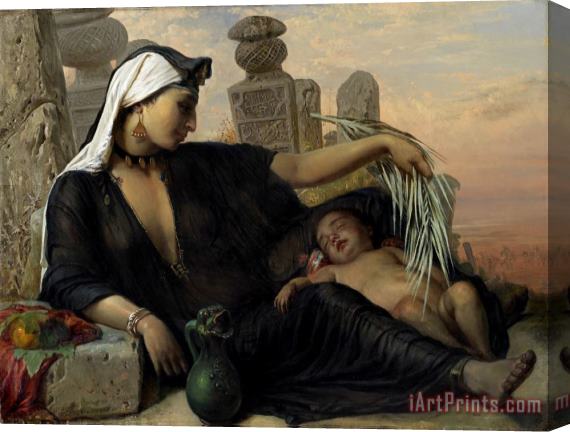 Elisabeth Baumann An Egyptian Fellah Woman with Her Baby Stretched Canvas Painting / Canvas Art