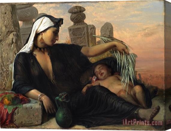 Elisabeth Jerichau Baumann An Egyptian Fellah Woman with Her Baby Stretched Canvas Print / Canvas Art